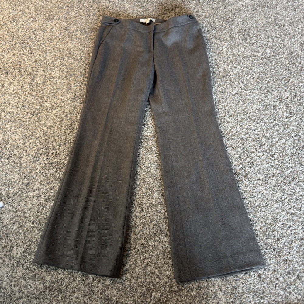 Ann Taylor LOFT Marisa Gray Herringbone Wide Leg Trousers Pants 6P Petite